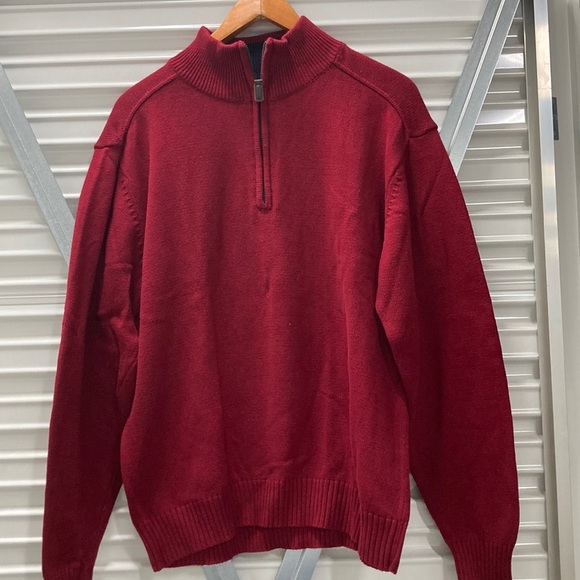Oscar de la Renta Red Zip Up Sweater - Picture 1 of 2